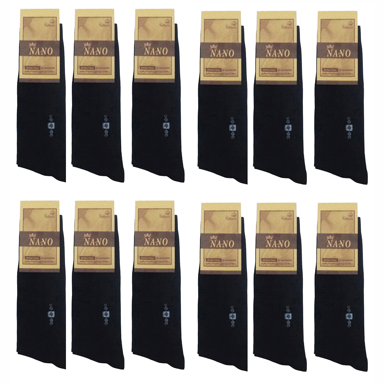 جوراب ساق بلند مردانه مدل نانو مجموعه 12 عددی
