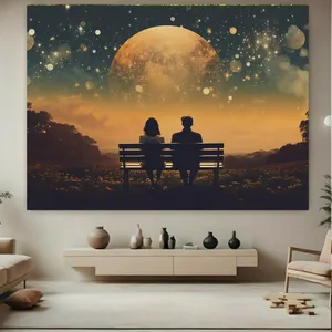 تابلو بوم طرح مخمل رمانتیک مدل تماشای ماه کد AS1022