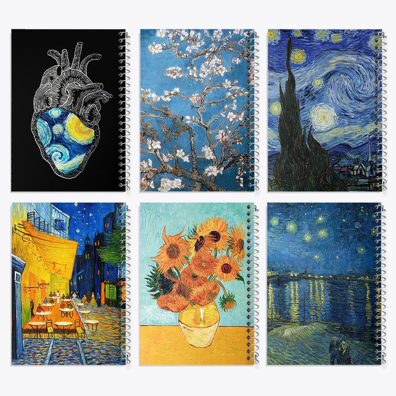 دفتر مشق 50 برگ خندالو طرح نقاشی ونسان ونگوگ کد 488 مجموعه 6 عددی
