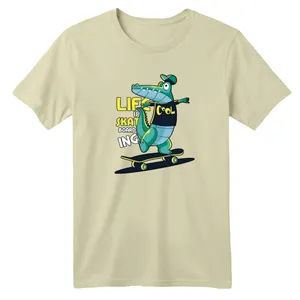 تی شرت آستین کوتاه بچگانه مدل اسکیت سوار رنگ کرم