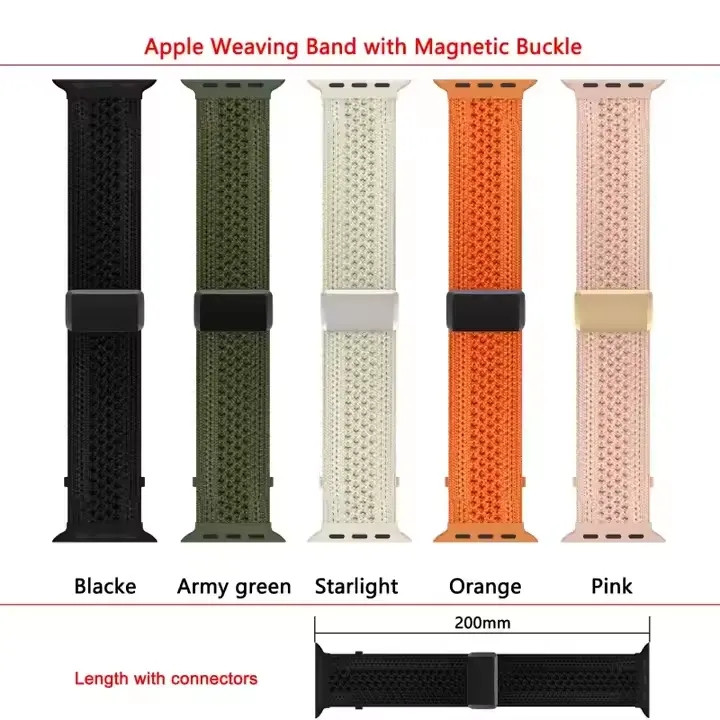 بند راینو مدل Weaving Nylon مناسب برای اپل واج سایز 44 / 45 / 46 / 49 میلی متری