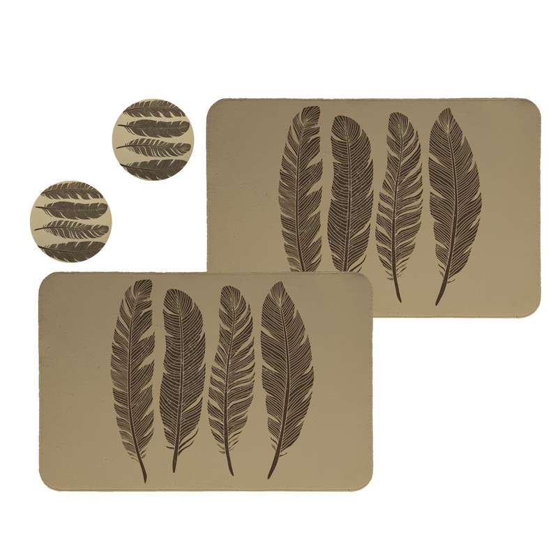 زیربشقابی طرح پر  کد 8205 مجموعه 2عددی همراه زیرلیوانی