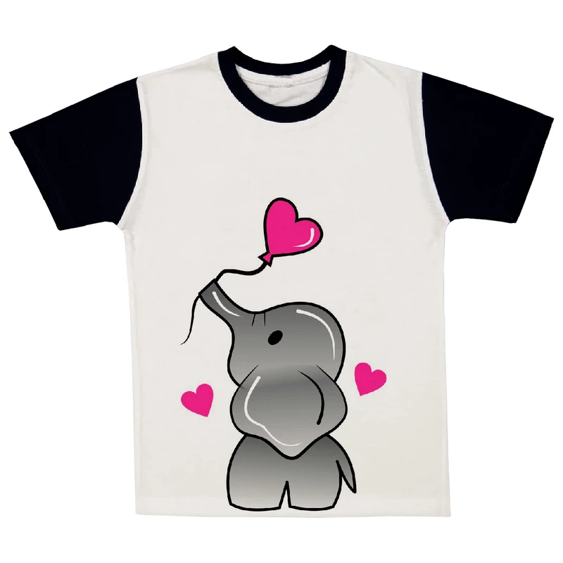 تی شرت آستین کوتاه دخترانه مدل فیل A12