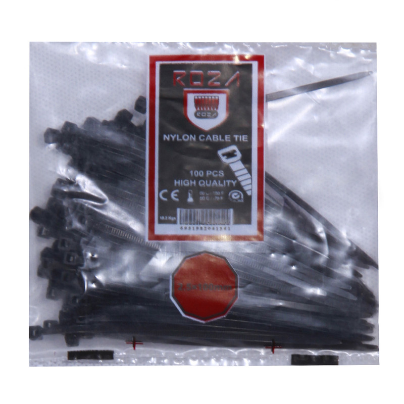 بست کمربندی پلاستیکی روزا کد RZ100 بسته 100عددی