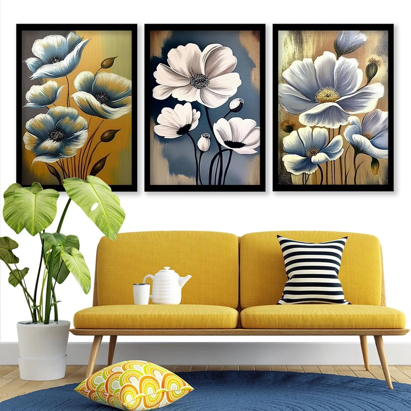 تابلو صبا طرح مدل دکوراتیو مدرن کد 195 مجموعه 3 عددی