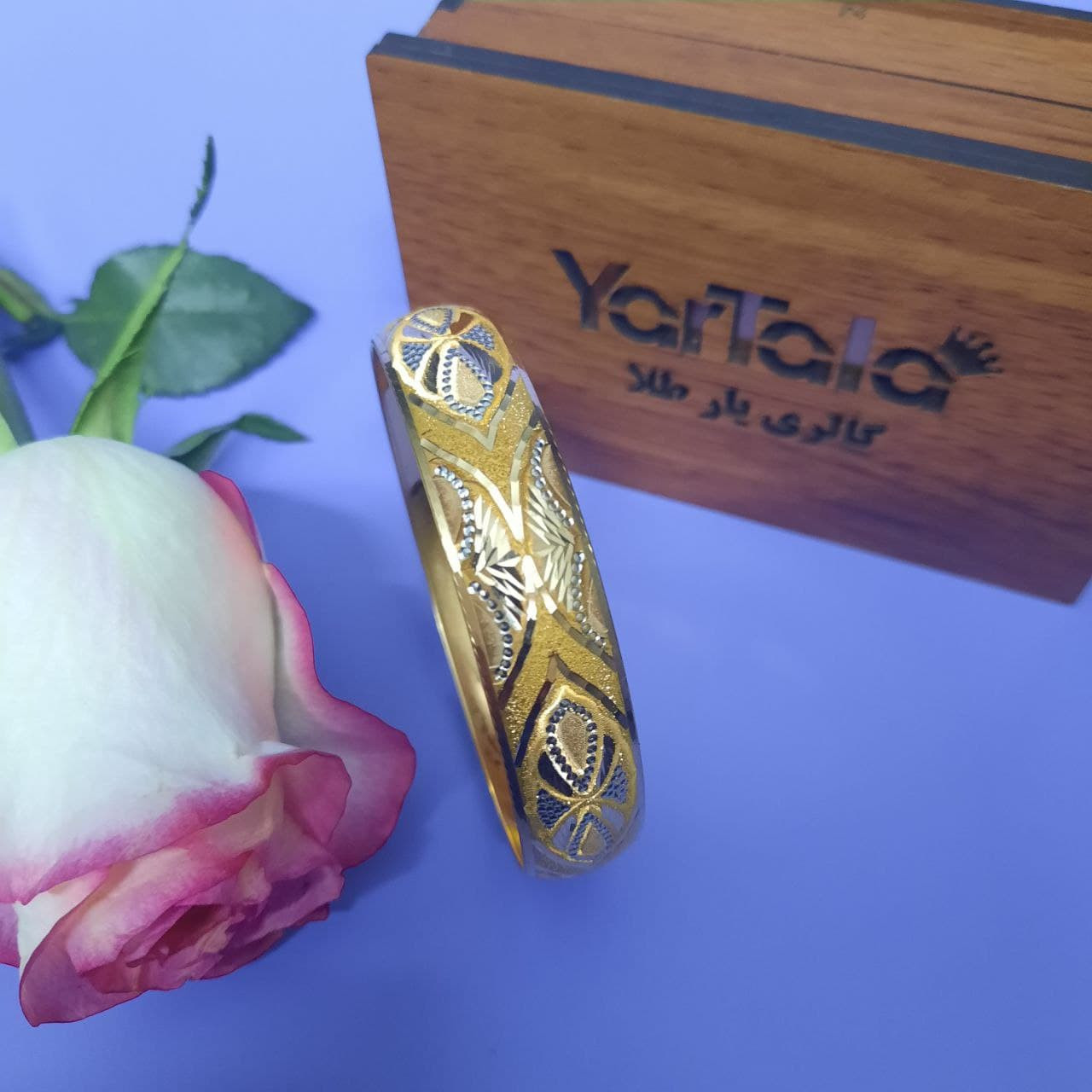 النگو طلا 18 عیار زنانه گالری یارطلا مدل طرح دار کد AL65-G-3