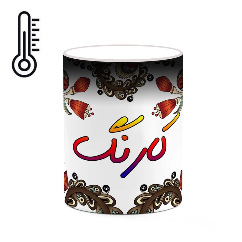 ماگ حرارتی کاکتی مدل اسم کارنگ طرح سنتی گل و بته کد mgh46525
