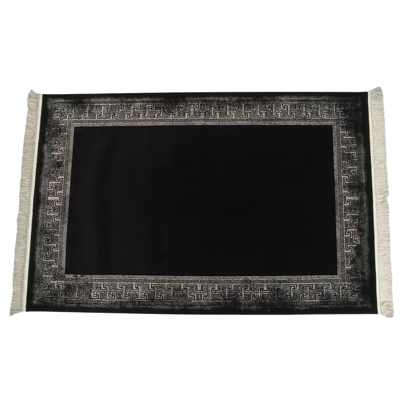 فرش ماشینی 700 شانه زمینه سرمه‌ای حاشیه طوسی مدل پتینه