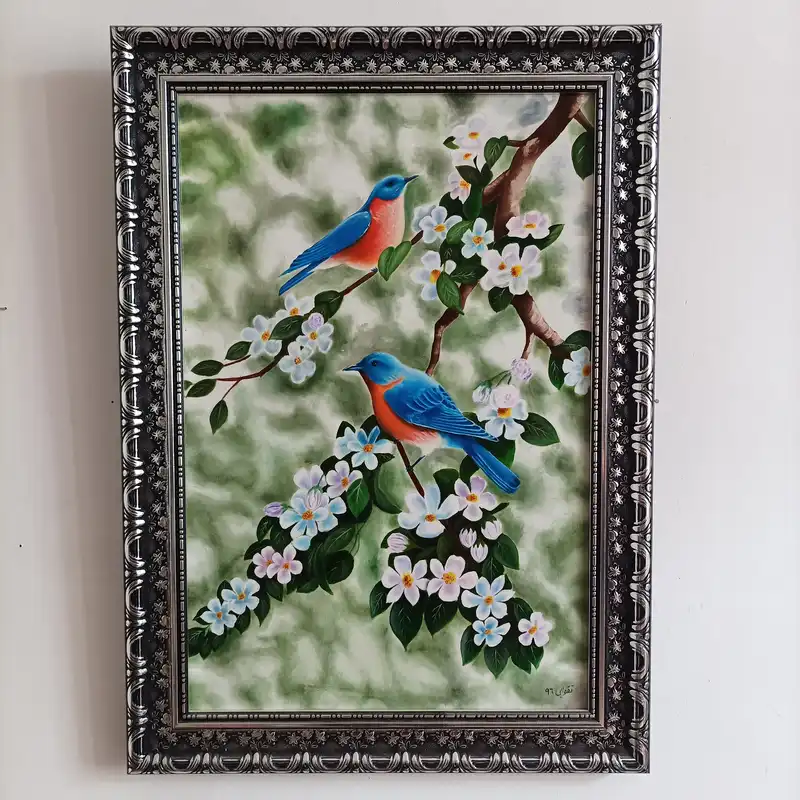 تابلو نقاشی رنگ روغن طرح پرنده در طبیعت کد 201