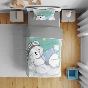 سرویس روتختی نوپه هوم مدل خرس خوابالو کد T5914 تک نفره 5 تکه