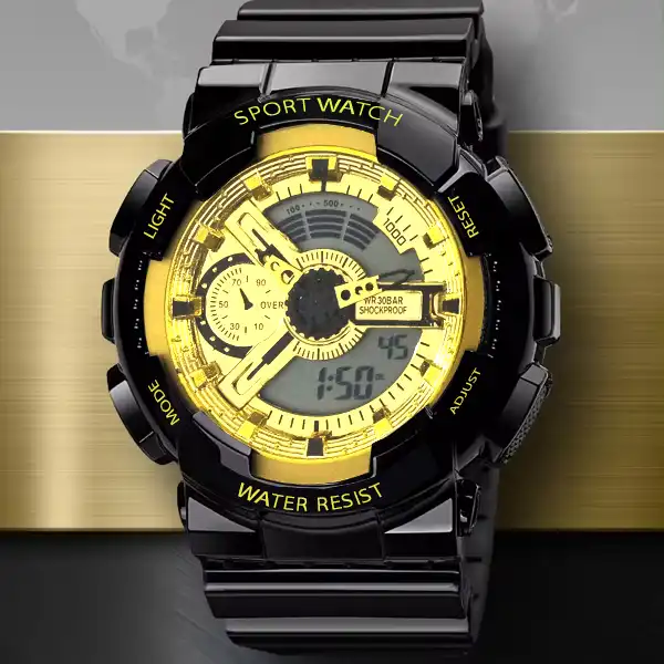 ساعت مچی دیجیتال مدل دو زمانه پمپی کد 2024