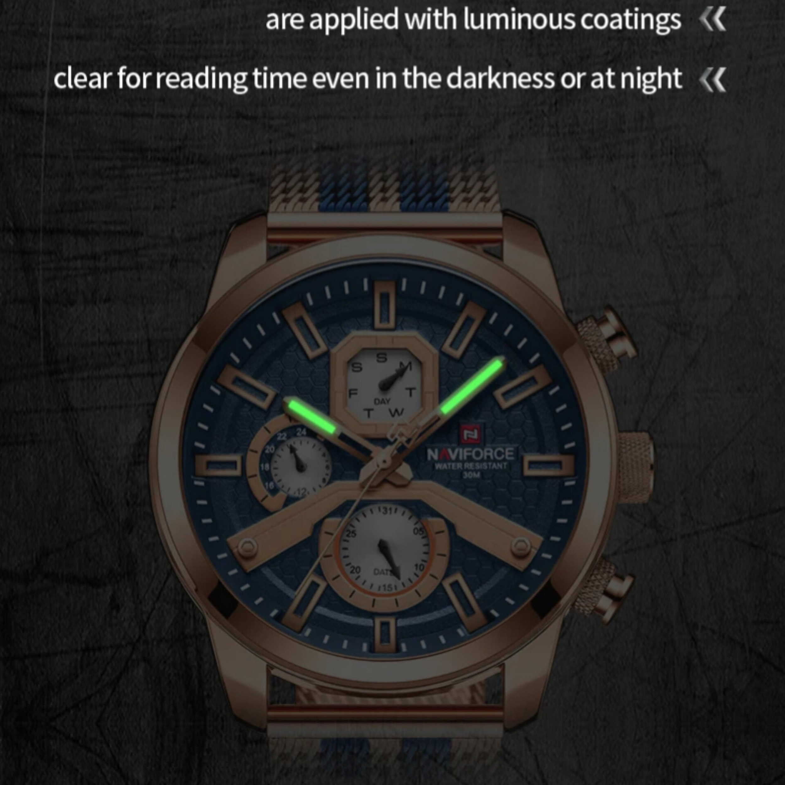 ساعت مچی عقربه‌ای مردانه نیوی فورس مدل سه موتوره فول تایم