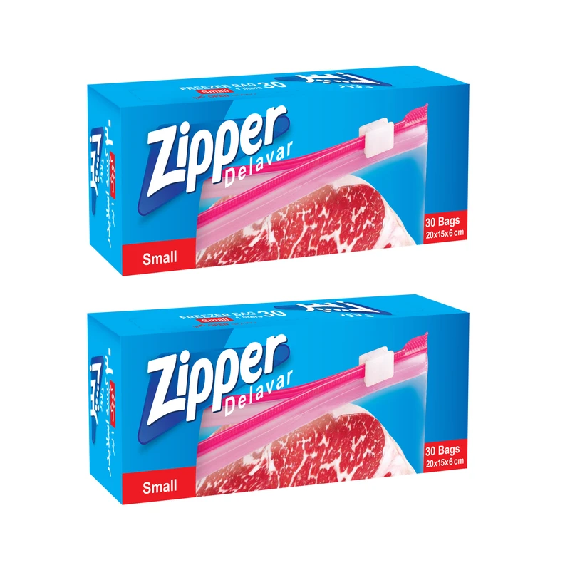 کیسه زیپ دار زیپر دلاور مدل کیسه پلاستیکی زیپ دار Small دو بسته 30 عددی