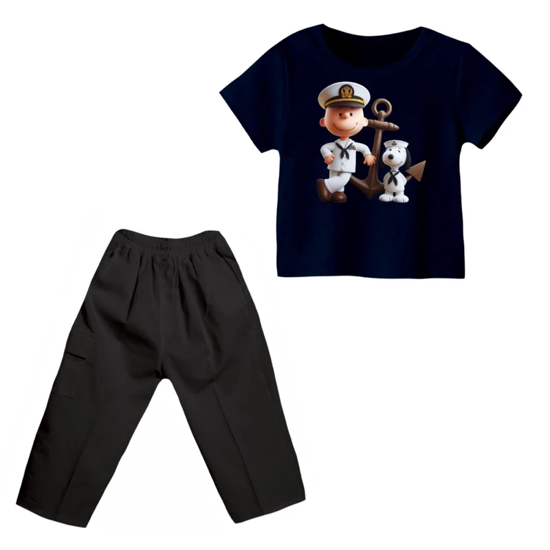 ست تی شرت و شلوارک پسرانه مدل اسنوپی کد 26