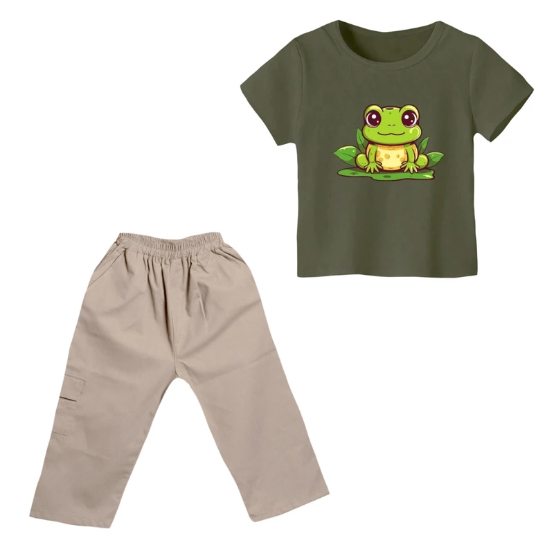 ست تی شرت و شلوارک پسرانه مدل غورباقه کد 3