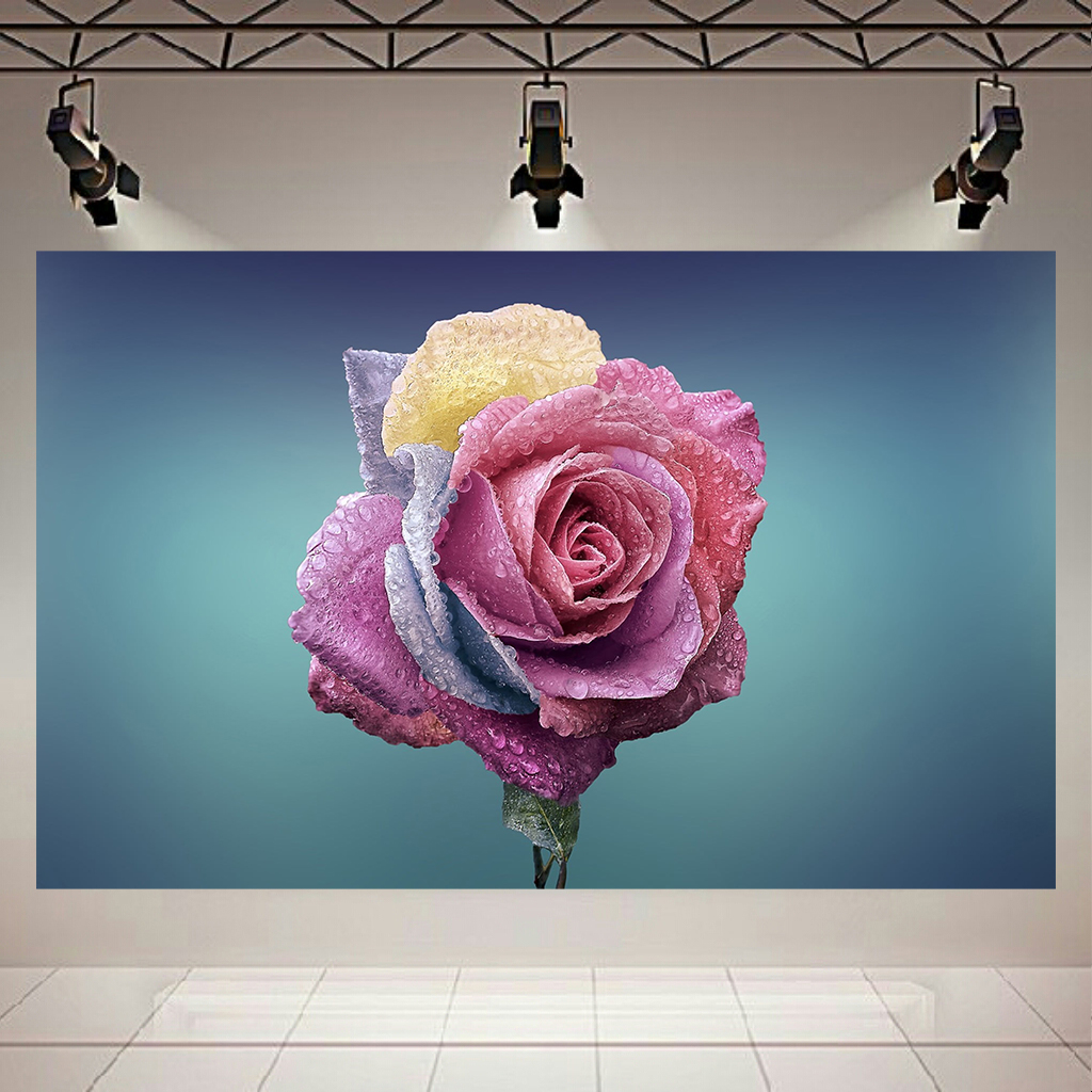 پوستر پارچه ای طرح گل مدل رز رنگارنگ کد AR17560
