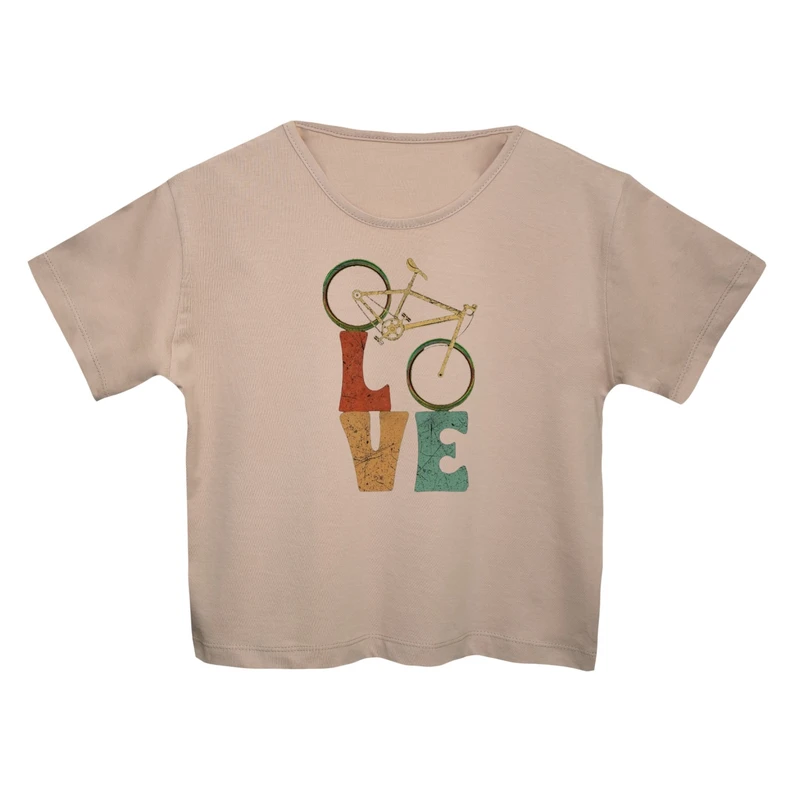 کراپ‌تی شرت آستین کوتاه زنانه مدل دوچرخه کد 2