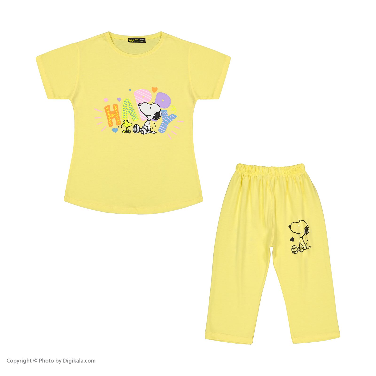 ست تی شرت آستین کوتاه و شلوارک دخترانه خرس کوچولو مدل 2011311-16 -  - 2