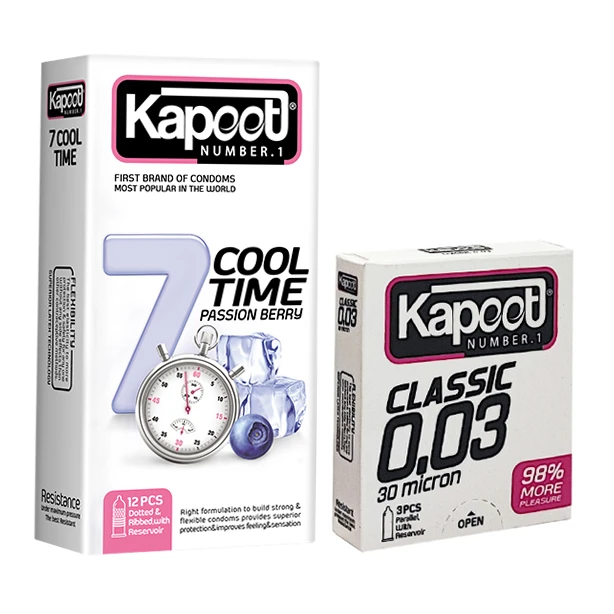 کاندوم کاپوت مدل Cool Time بسته 12 عددی به همراه کاندوم کاپوت مدل Classic بسته 3 عددی