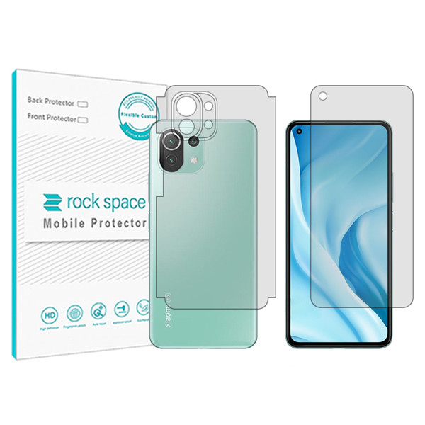 محافظ صفحه نمایش شفاف راک اسپیس مدل HyGEL مناسب برای گوشی موبایل شیائومی Mi 11 Lite 5G به همراه محافظ پشت گوشی 