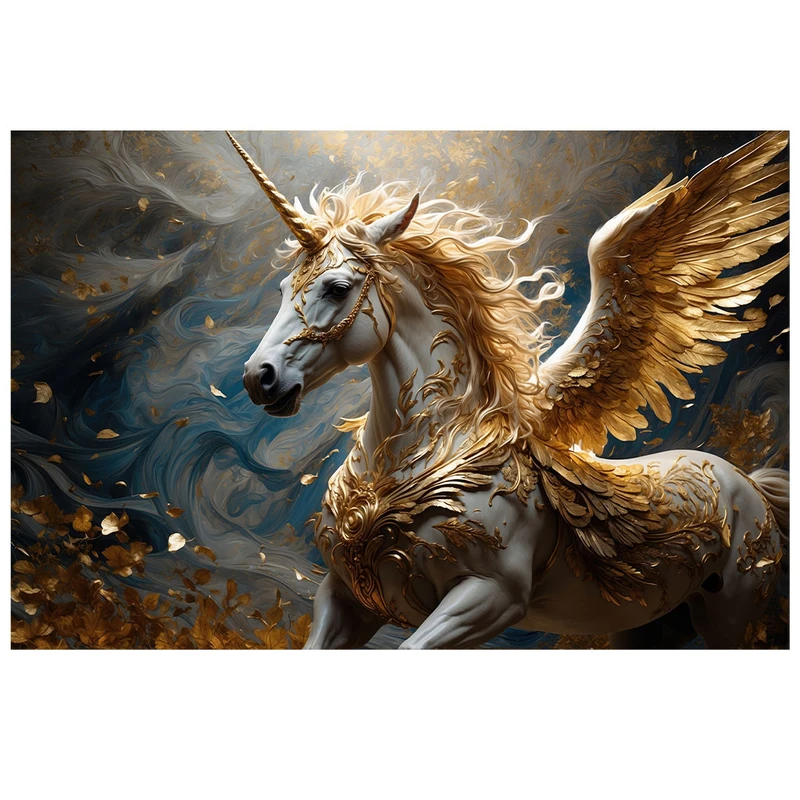 فرش پارچه‌ای مدل فرشینه طرح اسب تکشاخ باشکوه کد AR3060392