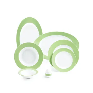 Zarin Iran Porcelain Inds Italia-F Pistachio Green 28 Pieces porcelain Dinnerware Set Top Grade