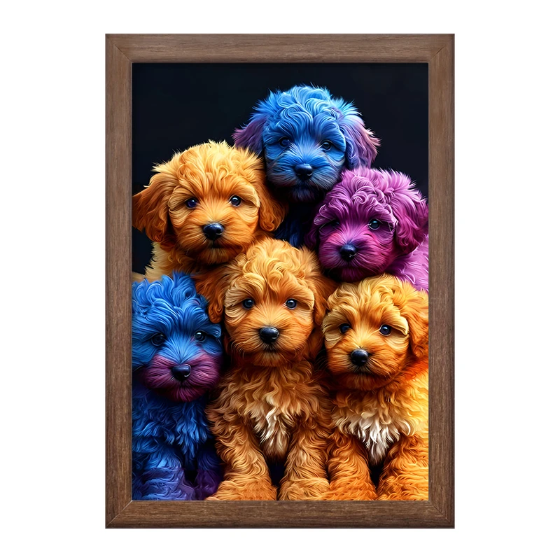 تابلو خندالو طرح سگ های رنگی کیوت کد F8979