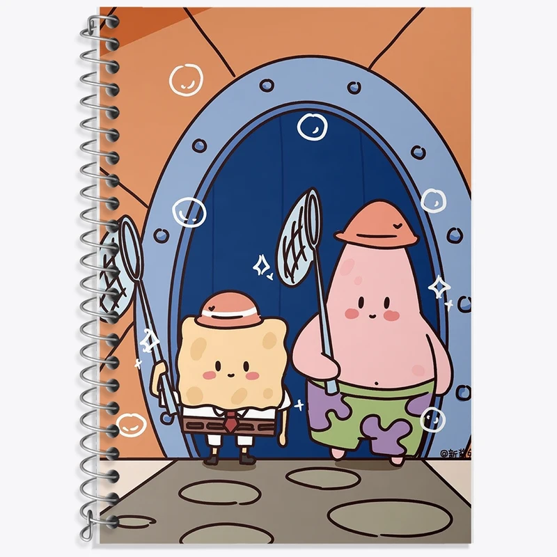 دفتر زبان 50 برگ خندالو مدل دو خط طرح باب اسفنجی و پاتریک کد F969