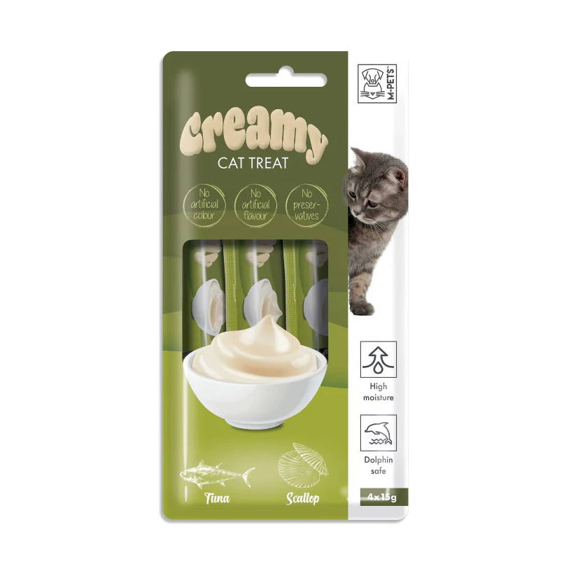 بستنی گربه ام پتس مدل CREAMY طعم ماهی و صدف وزن 15 گرم بسته 4 عددی