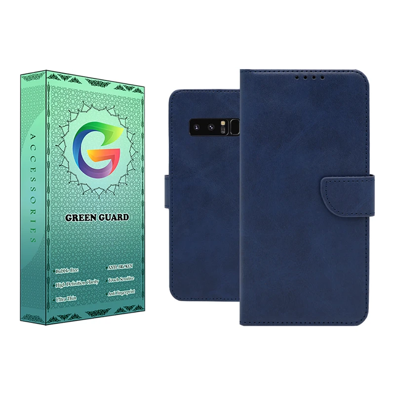 کیف کلاسوری گرین گارد مدل چرمی مگنتی کد Blue-B01 مناسب برای گوشی موبایل سامسونگ Galaxy Note 8