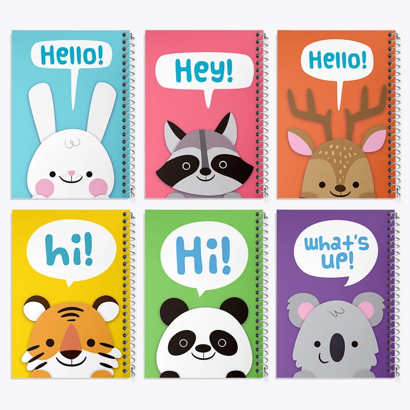 دفتر مشق 50 برگ خندالو طرح حیوانات بامزه کد 867 مجموعه 6 عددی