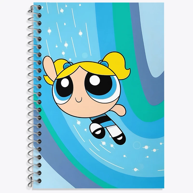 دفتر زبان 50 برگ خندالو مدل سه خط طرح دختران نیرومند (The Powerpuff Girls) کد N4443
