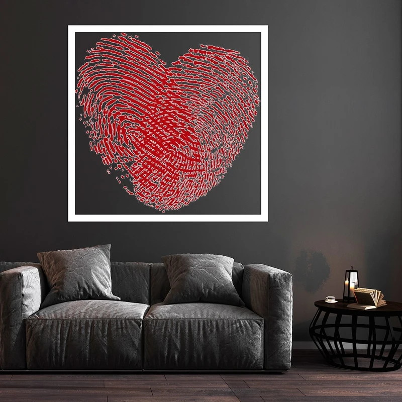 تابلو بکلیت طرح اثر انگشت قلب مدل قاب شاسی W-S10233