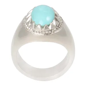 انگشتر نقره مردانه بازرگانی میلادی مدل سنگ فیروزه طبیعی نیشابور رکاب دست ساز کلاسیک کد AM_1940