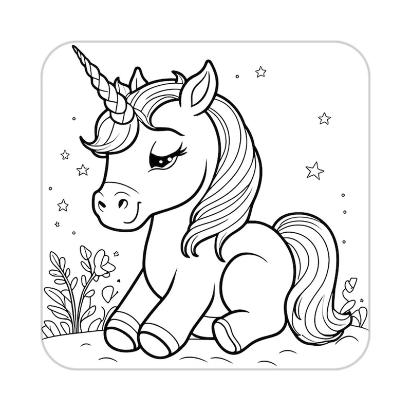 زیر لیوانی کاکتی طرح اسب تک شاخ و یونیکورن مدل mp32033