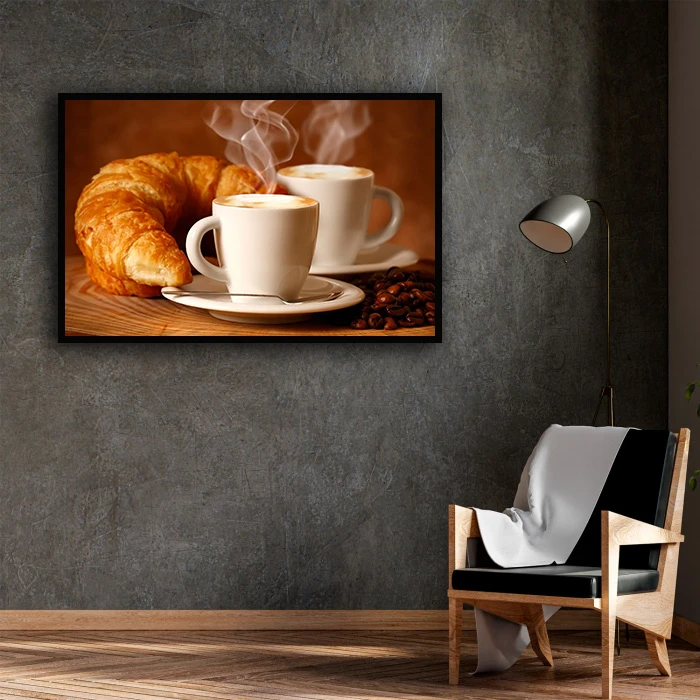 تابلو بکلیت طرح قهوه و کروسان مدل B-D1872