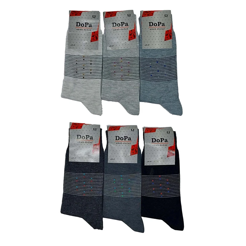 جوراب مردانه طرح راه راه کد 1687 مجموعه 6 عددی 