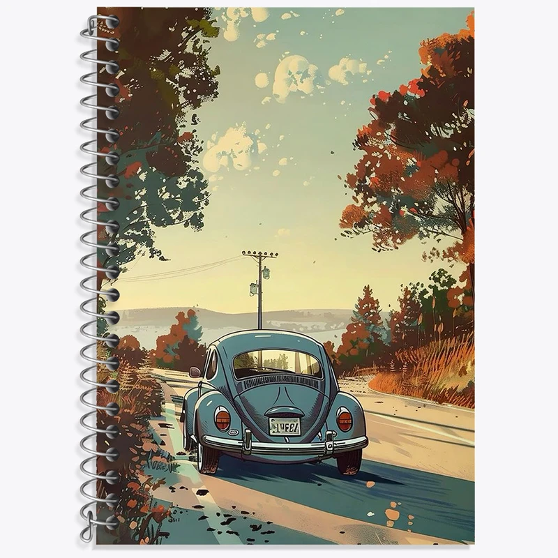 دفتر زبان 50 برگ خندالو مدل دو خط طرح ماشین فولکس کد N2125