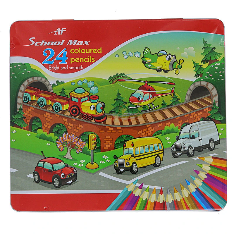 مداد رنگی 24  رنگ اسکول مکس طرح شهر شلوغ