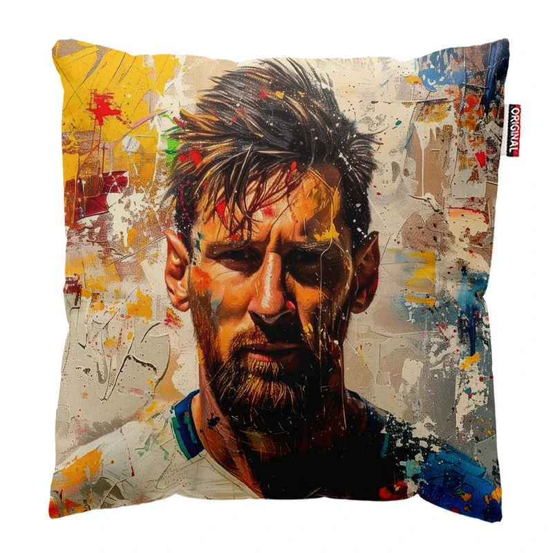 کوسن پاد آفرین مدل فوتبالی لیونل مسی کد PK304782 سایز 30*30 سانتی متر