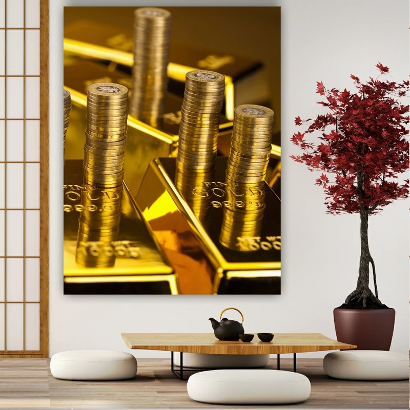  پوستر طرح مخمل شمش طلا مدل سکه کد FP105022