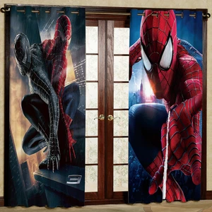 پرده مدل کارتون مرد عنکبوتی مخمل پانچی کد 1158L سایز 140x280 سانتی متر