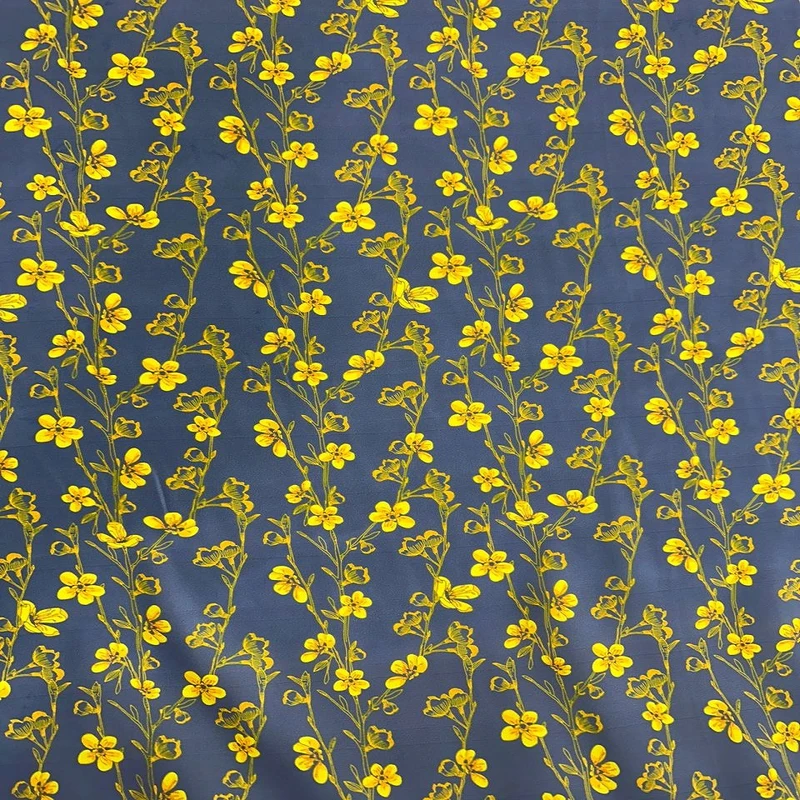 پارچه لباس عرض 1.5 متر مدل کرپ حریر رنگ زرد