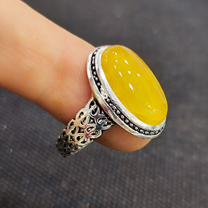 انگشتر نقره مردانه مدل سنگ شرف الشمس کد 286