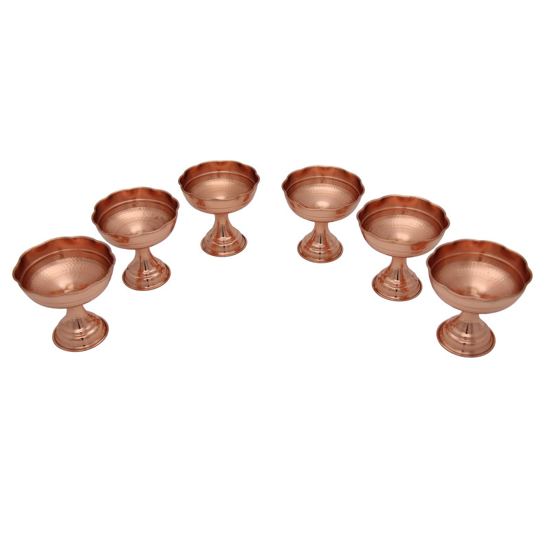 بستنی خوری مسی کد 22 طرح ساده مجموعه 6 عددی