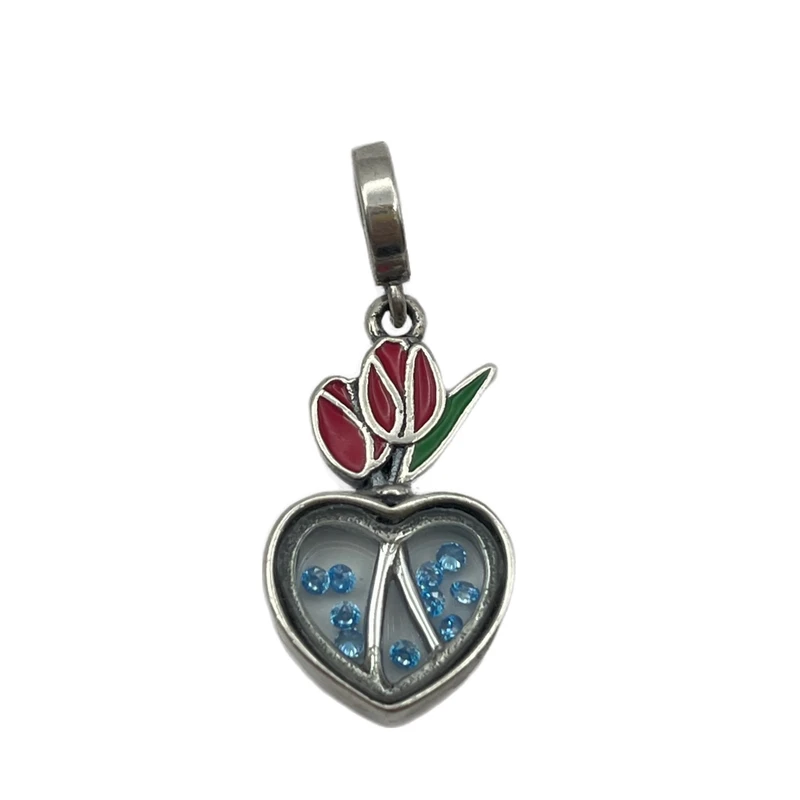 آویز گردنبند نقره زنانه پاندورا مدل Tulip heart pendant charm 65375