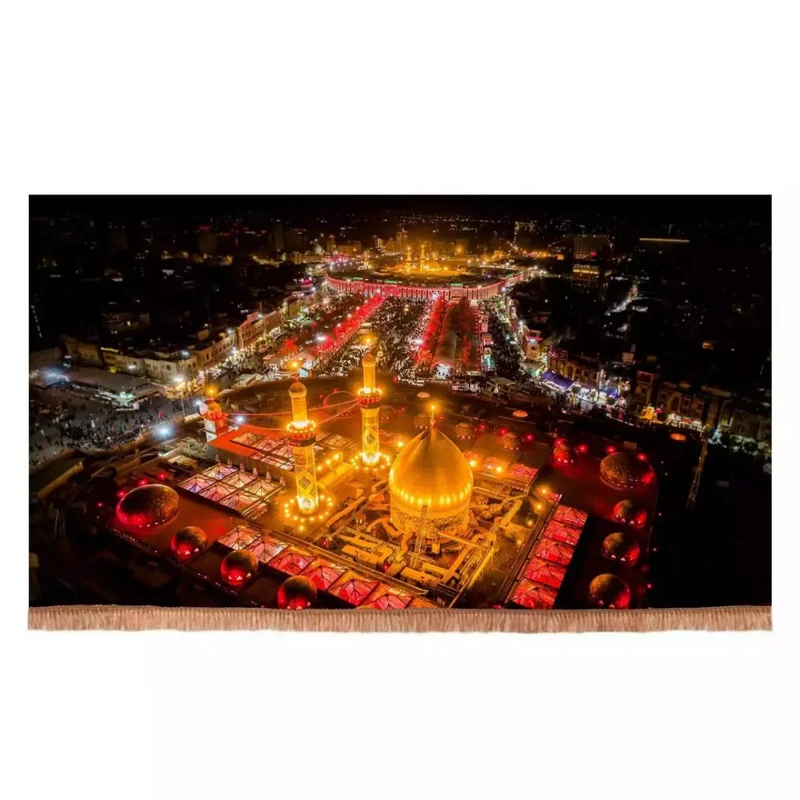 پرچم خدمتگزاران مدل کتیبه محرم طرح کربلا و بین الحرمین کد 40002946