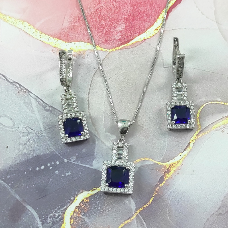 نیم ست نقره زنانه سلین کالا مدل یاقوت کبود کد Mps-2 نیم ست نقره زنانه سلین کالا مدل یاقوت کبود کد Mps-2