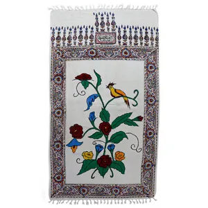 سجاده قلمکار طرح نقاشی گل و مرغ