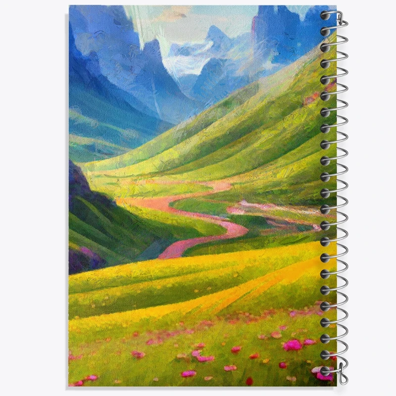 دفتر مشق 100 برگ خندالو طرح منظره بهاری کد F1977